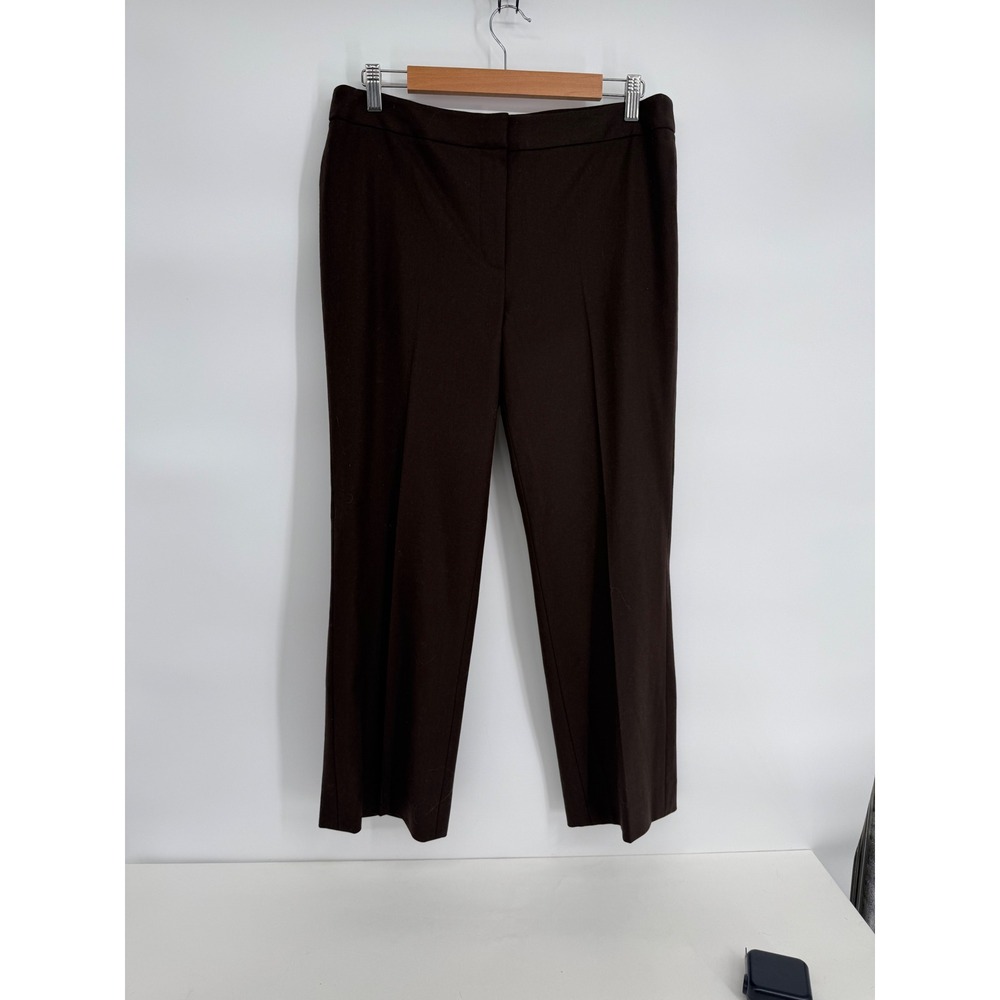 Carlisle Collection Women's Dark Brown Flat Front Dress Pants Straight Leg Sz 10